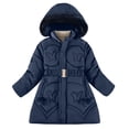 thumbnail image 1 of bbymog Girls Jacket Parka Solid Color Thick Warm Hooded Jackets with Pocket Girls Winter Coat Outerwear Navy B 150, 1 of 5