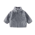 thumbnail image 1 of bbymog Girls Jacket Winter Fleece Warm Zip up Coat Jackets for Girls Fashion Solid Color Baby Jacket Baby Boy Clothes Gray 2 Years, 1 of 5