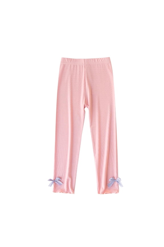 Girls Leggings Solid Color Elastic Waist Girls Sweatpants Girls' Fashion Active Pants Pink B 2 Years
