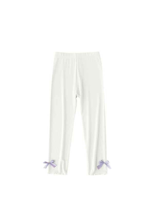 Girls Leggings Solid Color Elastic Waist Girls Sweatpants Girls' Fashion Active Pants White B 2 Years