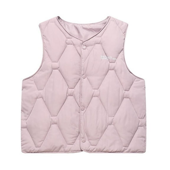 bbymog Girls' Lightweight Puffer Vest Solid Color Button Down Warm Jackets for Girls Winter Boys Jacket Teen Girl Clothes Purple B 7 Years