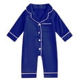 thumbnail image 1 of bbymog Girls Pajamas Rompers Boys Solid Color Long Sleeve Pajama Romper Nightwear Blue 3 Months, 1 of 2