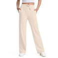 thumbnail image 1 of bbymog Girls Pants Solid Color Elastic Waist Straight Sweatpants with Pocket Casual Clothes for Girls 10-12 Beige 140, 1 of 6