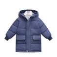 thumbnail image 1 of bbymog Girls Puffer Jacket with Pocket Girls Fashion Solid Color Warm Zip Up Midi Jackets Boys Winter Coat Blue 9 Years, 1 of 7