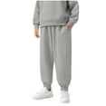 thumbnail image 1 of bbymog Girls Winter Fleece Pants with Pocket Solid Color Thick Warm Joggers for Boys Casual Straight Girls Sweatpants Gray C 9 Years, 1 of 8