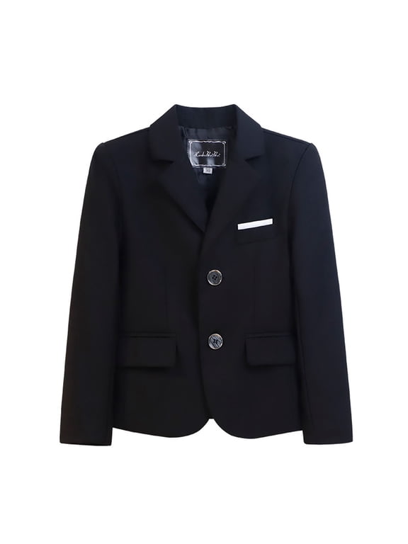 Girls and Boys Black Suit Blazer Jacket Fully Lined formal Dress Coat for Party School Black 12-13 Years