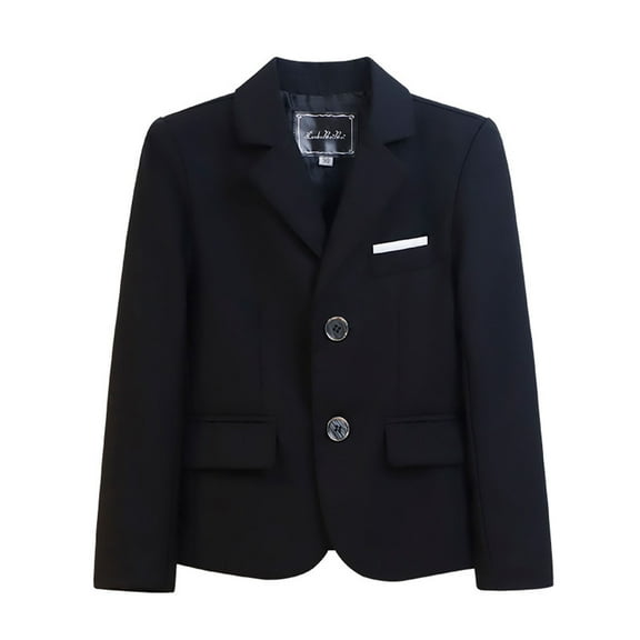bbymog Girls and Boys Black Suit Blazer Jacket Fully Lined formal Dress Coat for Party School Black 2-3 Years