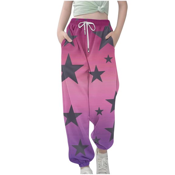 bbymog Graphic Sweatpants for Girls Casual Elastic Waist Drawstring Joggers for Boys Casual Athletic Pants with Pocket Khaki B 160