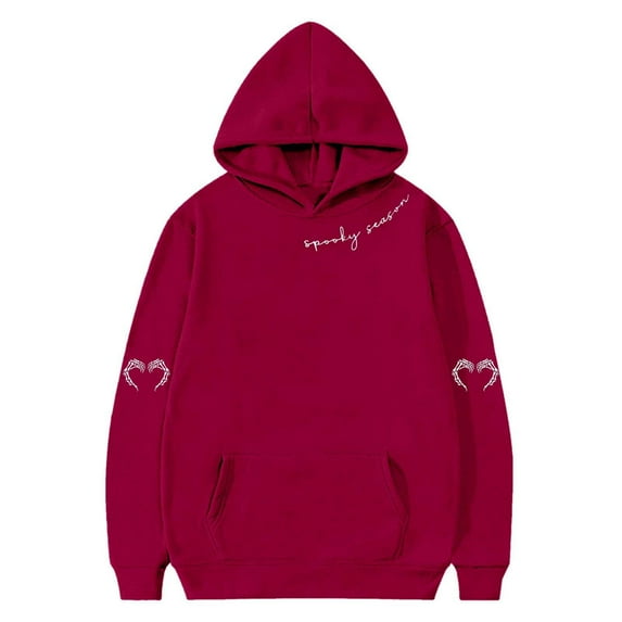 bbymog Halloween Clothes for Kids Girls Hoodie with Pocket Spooky Long Sleeve Pullover Hoodies for Boys Girls Sweatshirt Wine D 160