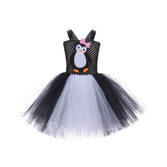 bbymog Halloween Costume Girls Tulle Tutu Strap Dress Cosplay Party Dresses for Girls Black B XL