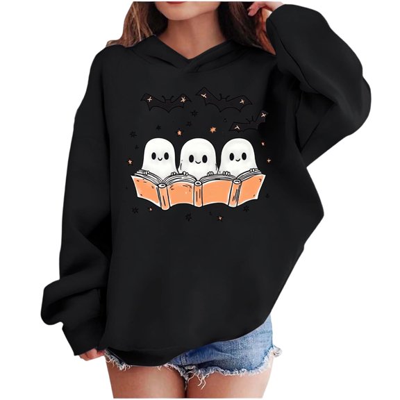 bbymog Halloween Girls Clothes Boys Fashion Spooky Graphic Hoodies Fall Long Sleeve Girls Hoodie Black B 13 Years