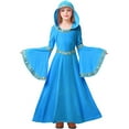 thumbnail image 1 of bbymog Halloween Girls Maxi Dress Girls' Fashion Medieval Vintage Velvet Hooded Dresses with Belt Cosplay Party Costumes Blue 8 Years, 1 of 4