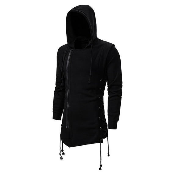 bbymog Hoodies for Men Casual Solid Color Hoodie Comfy Long Sleeve Hooded Sweatshirt Fashion Slim Fit Coat with Zipper Black A L
