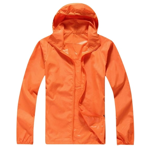 bbymog Hoodies for Men Oversized Sun Protection Sweatshirts Solid Color Long Sleeve Outdoor Hooded Sweatshirt for Fishing Hiking Running Orange XXL