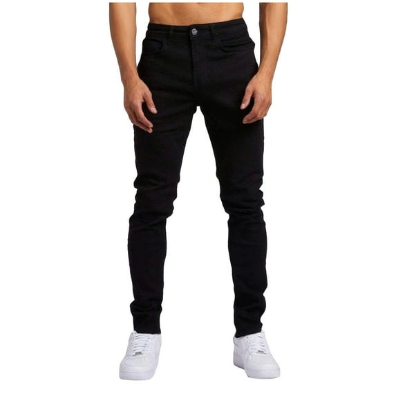 bbymog Jeans for Men Classic Skinny Slim Fit Casual Jeans Dyeing Stretch Straight Fashion Denim Pants with pocket Black 32