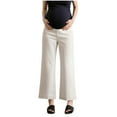 thumbnail image 1 of bbymog Jeans for Pregnant Women Maternity Solid Color Straight Denim Pants Maternity Clothes White M, 1 of 3