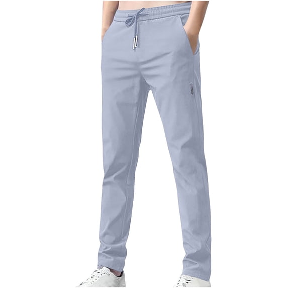 bbymog Joggers for Men Solid Color Breathable Casual Pants Elastic Waist Skinny Stretch Sweatpants Drawstring Workout Pant with Pockets Gray XXL