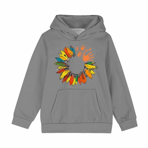 bbymog Kid Clothes Boys and Girls Long Sleeve Pullover Tops Sweatshirt Fall and Winter Graphic Hoodie with Pocket Casual Hoodies for Girls 10-12 Gray D 13 Years