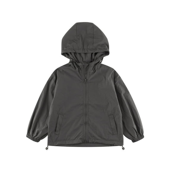 bbymog Kids, Boys and Girls Rain Jacket Outdoor Waterproof Lightweight Kids Rain Coat Fall Girls Windbreaker Jacket with Hood Clothes for Girls 10-12 Gray 9 Years