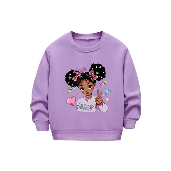 bbymog Kids Clothes Girls Crewneck Pullover Tops Girls Fashion Graphic Long Sleeve Fleece Sweatshirts Fall and Winter Casual Clothes for Girls 10-12 Purple 130