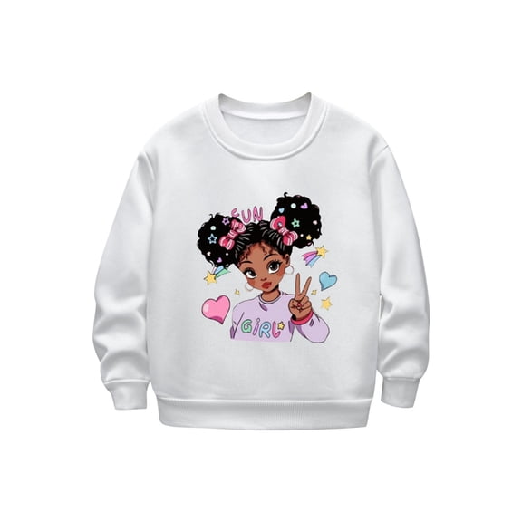 bbymog Kids Clothes Girls Crewneck Pullover Tops Girls Fashion Graphic Long Sleeve Fleece Sweatshirts Fall and Winter Casual Clothes for Girls 10-12 White 120