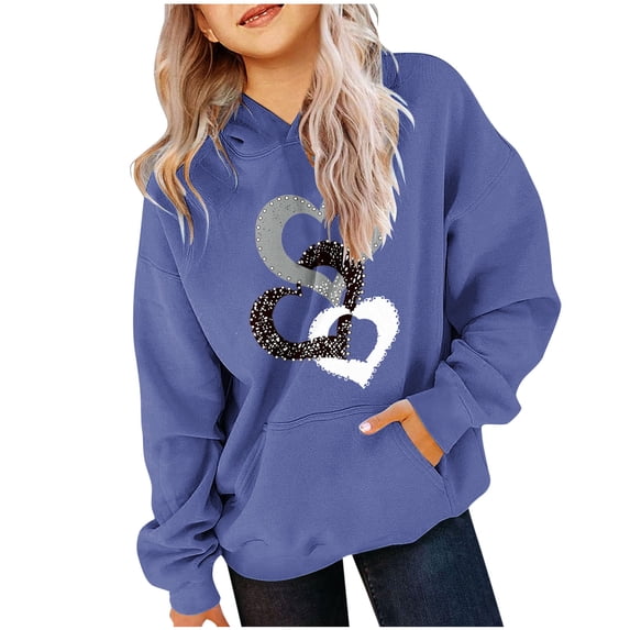 bbymog Kids Sweatshirts with Pocket Girls Fashion Long Sleeve Teen Girl Clothes Graphic Casual Hoodie Sweatshirt Fall Winter Girl Tops