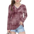 thumbnail image 1 of bbymog Long Sleeve Girls Shirts Fashion Printed Casual V Neck Pullover Tops Girls Tshirts Pink C 7 Years, 1 of 8