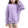 thumbnail image 1 of bbymog Long Sleeve Sweatshirts for Girls Boys Solid Color Round Neck Basic Pullover Sweatshirt Kids Cotton Casual Tops Purple 5 Years, 1 of 5