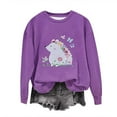 thumbnail image 1 of bbymog Long Sleeve Sweatshirts for Girls Fashion Printed Crewneck Pullover Sweatshirt Fall Casual Cute Clothes for Girls 2-13 Purple 2-3Years, 1 of 3