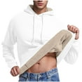 thumbnail image 1 of bbymog Men Clothing Warm Comfty Workout Clothes Oversized Solid Color Stand Up Collar Hoodie Quarter Zip Pullover Sweatshirts for Men White A XXL, 1 of 7
