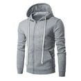 thumbnail image 1 of bbymog Men Hoodie Solid Color Full-Zip Oversized Hoodies Fall Winter Long Sleeve Outdoor Casual Sweatshirts with Pockets Gray B L, 1 of 7