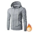 thumbnail image 1 of bbymog Men Hoodie Solid Color Full-Zip Oversized Hoodies Fall Winter Long Sleeve Outdoor Casual Sweatshirts with Pockets Gray B XL, 1 of 7