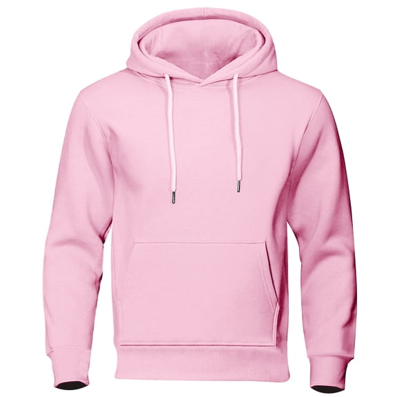 bbymog Men's Hoodies Solid Color Long Sleeve Casual Comfy Pullover Tops Plus Size Drawstring Sports Hooded Sweatshirts with Pocket Pink A S