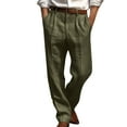 thumbnail image 1 of bbymog Mens Casual Pants Solid Color Breathable Lounge Pant Plus Size Straight Work Trousers with Pockets Army Green B M, 1 of 5