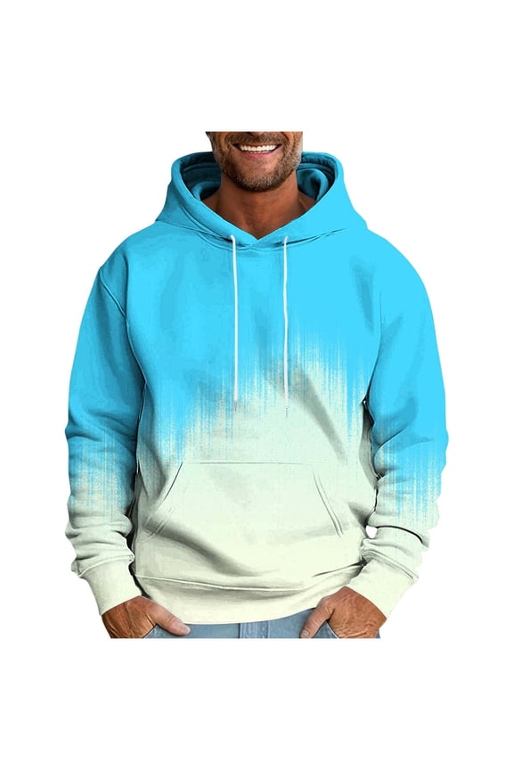 Mens Hoodie Fashion Solid Color Oversized Sweatshirts Outdoor Workout Hooded Pullover Tops with Drawstring Men's Clothing Sky Blue XXXL
