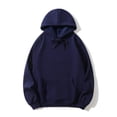 thumbnail image 1 of bbymog Mens Hoodie Plus Size Long Sleeve Hoodies Casual Solid Color Sweatshirt Warm Loose Cotton Pullover Top with Drawstring Navy A L, 1 of 6