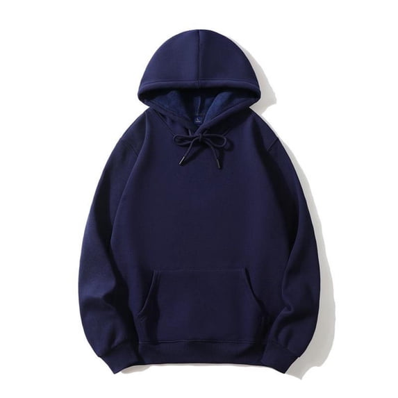 bbymog Mens Hoodie Plus Size Long Sleeve Hoodies Casual Solid Color Sweatshirt Warm Loose Cotton Pullover Top with Drawstring Navy A L