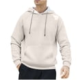 thumbnail image 1 of bbymog Mens' Hoodies Casual Loose Long Sleeve Hooded Sweatshirts Fashion Classic Solid Color Pullover Top with Pocket Beige B M, 1 of 5