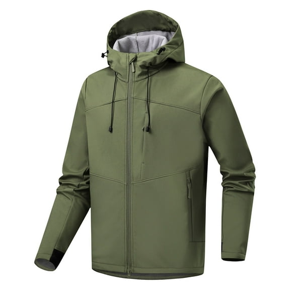 bbymog Mens Jacket Fashion Solid Color Stand Up Collar Hooded Jackets Long Sleeves Zip Up Oversized Sports Coat with Pocket Green XL