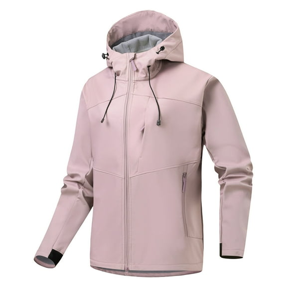 bbymog Mens Jacket Fashion Solid Color Stand Up Collar Hooded Jackets Long Sleeves Zip Up Oversized Sports Coat with Pocket Pink XXXXL