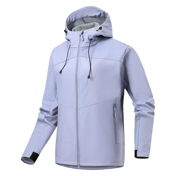 bbymog Mens Jacket Fashion Solid Color Stand Up Collar Hooded Jackets Long Sleeves Zip Up Oversized Sports Coat with Pocket Purple A L