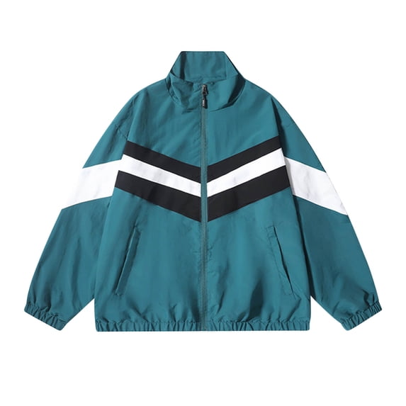 bbymog Mens Jacket Patchwork Long Sleeve Full Zip Outerwear with Pockets Solid Color Plus Size Sport Coat for Outdoor Running Workout Green M