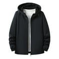 thumbnail image 1 of bbymog Mens Jacket Solid Color Long Sleeve Hooded Winter Coat Full Zip Oversized Casual Outerwear with Pockets Black XXXL, 1 of 8