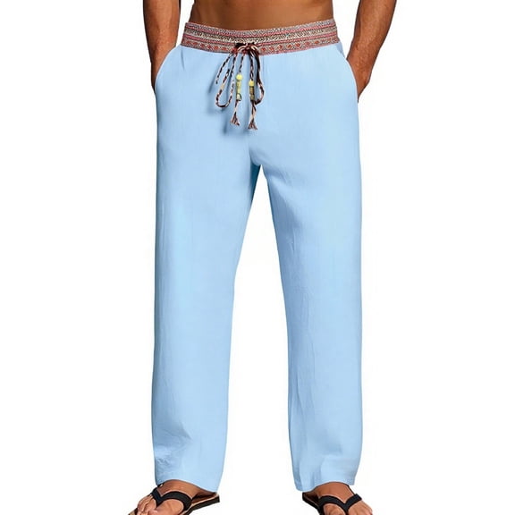 bbymog Mens Lounge Pants Solid Color Plus Size Casual Pant Loungewear Elastic Waist Drawstring Loose Sweatpants with Pockwts Light Blue XXL