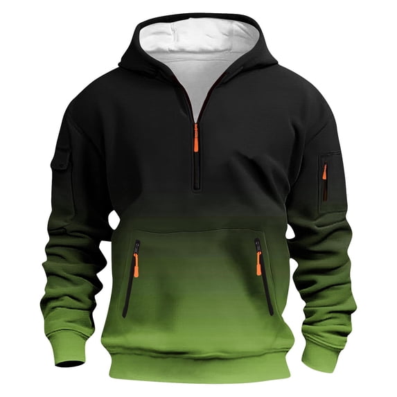bbymog Mens Quarter Zip Pullover Top Long Sleeve Hooded Sweatshirts Outdoor Sports Oversized casual Hoodies With Pocket Army Green XL