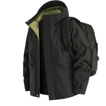 bbymog Mens Rain Jacket Fashion Solid Color Plus Size Sport Raincoat Full Zip Long Sleeve Hooded casual Outerwear with Pocket Black M