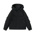 thumbnail image 1 of bbymog Mens Rain Jackets Waterproof with Hood Solid Color Long Sleeve Outerwear Casual Oversized Windbreaker for Daily Hiking Cycling Black B XXL, 1 of 7