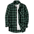 thumbnail image 1 of bbymog Mens Shirts Fashion Plaid Printed Turndown Collar Blouse Long Sleeve Casual Button Down Shirt with Pocket Army Green XXL, 1 of 2