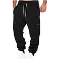 thumbnail image 1 of bbymog Mens Sweatpants Solid Color Casual Athletic Pants with Zipper Sportswear Drawstring Elastic Waist Plus Size Joggers for Men Black S, 1 of 5