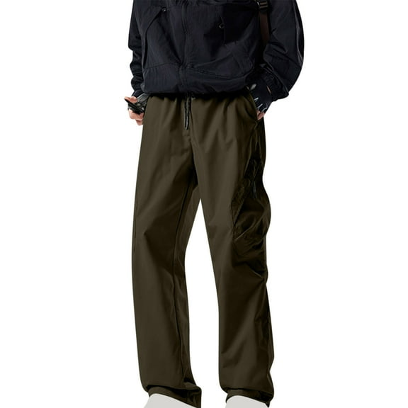 bbymog Mens Sweatpants Solid Color Elastic Waist Drawstring Cargo Pants Casual Outdoor Hiking Pant Sports Workout Joggers with Pockets Green S